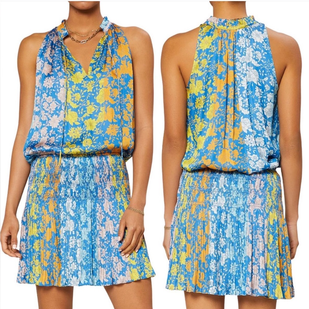Current Air Blue and Yellow Floral Mini Dress